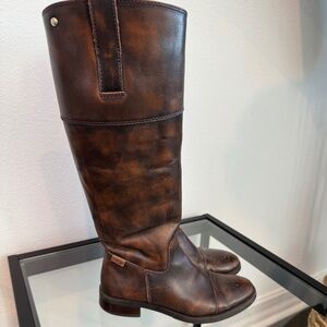 PIKOLINOS Women’s Leather Riding Boots Burnished Brown Color Size EU37/US6.5-7